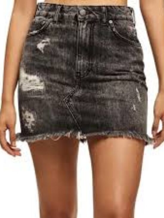 SER.O.YA Dresses & Skirts - NWT SER.O.YA Allie Mini Skirt Phoenix Distressed Black Denim Wash Sz 29 Y2K 90s